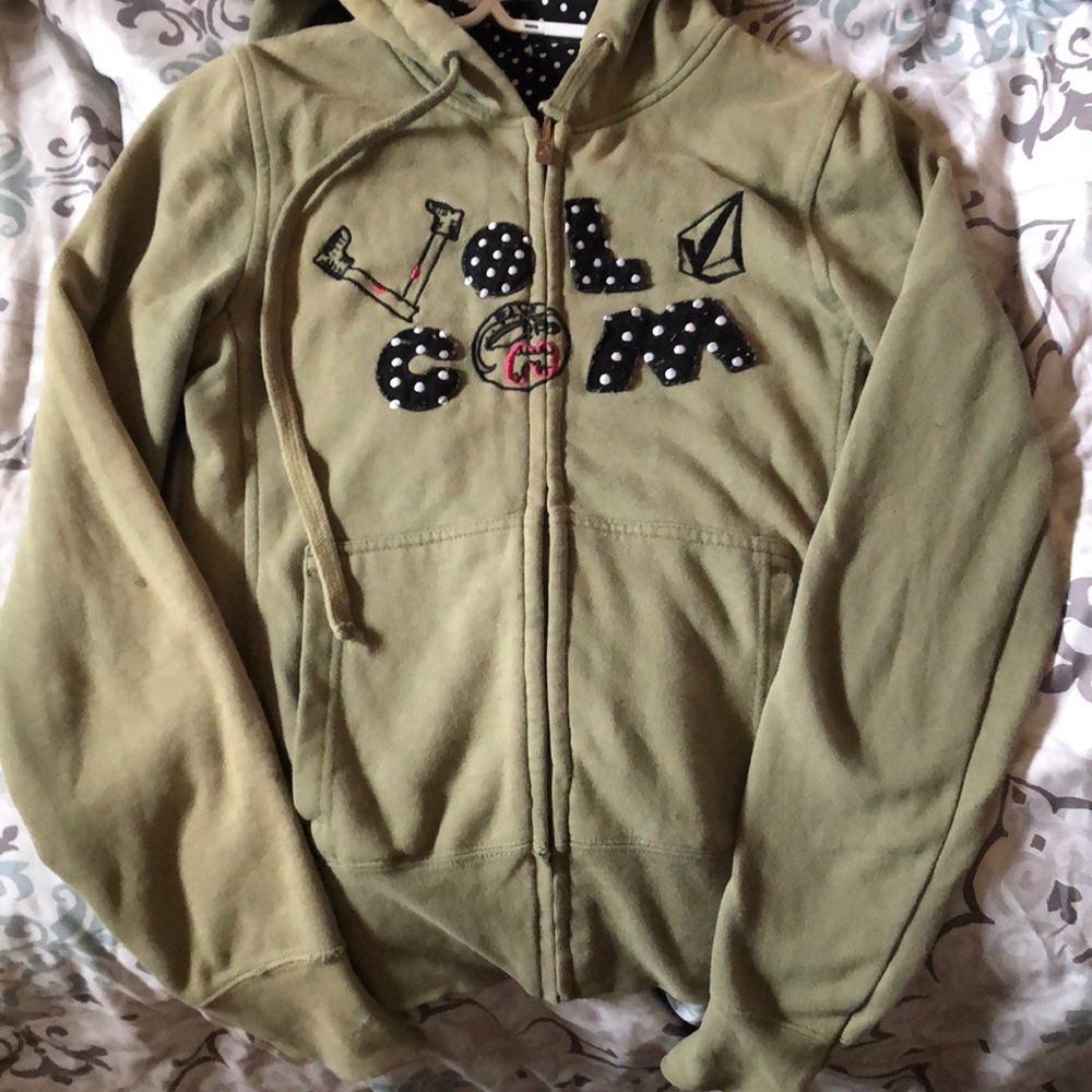 Deconstructed Volcom hoodie and olive colour